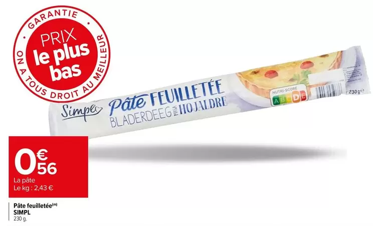 Simpl - Pâte Feuilletée offre à 0,56€ sur Carrefour Express