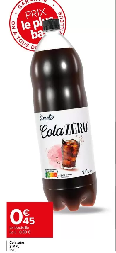 Simpl - Cola Zéro offre à 0,45€ sur Carrefour Express