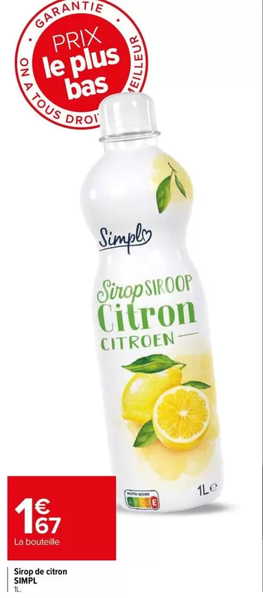 Simpl - Sirop De Citron offre à 1,67€ sur Carrefour Express