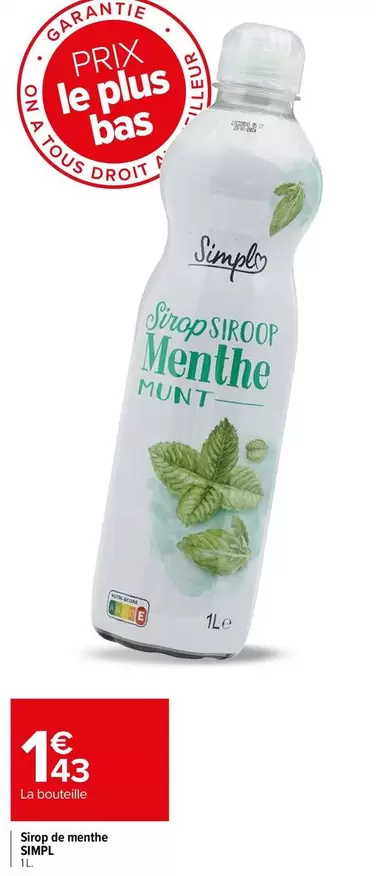 Simpl - Sirop De Menthe offre à 1,43€ sur Carrefour Express