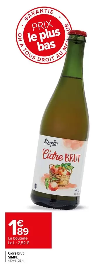 Simpl - Cidre Brut offre à 1,89€ sur Carrefour Express