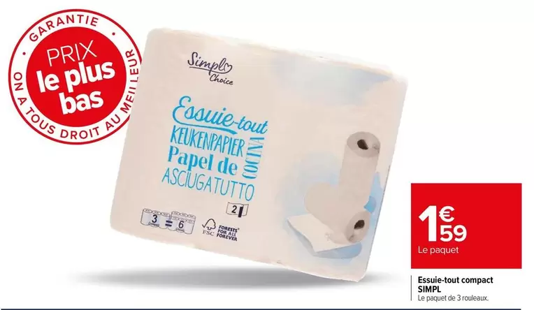 Simpl - Essuie-Tout Compact offre à 1,59€ sur Carrefour Express