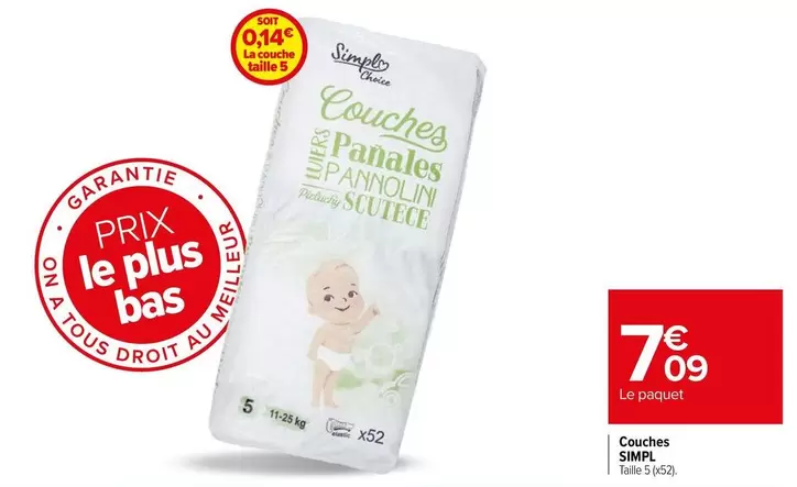 Simpl - Couches offre à 7,09€ sur Carrefour Express