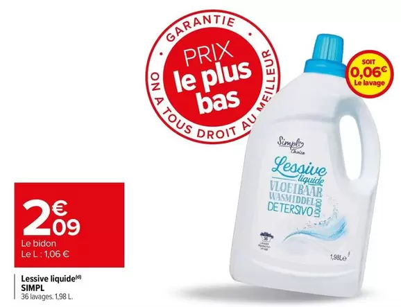 Simpl - Lessive Liquide offre à 2,09€ sur Carrefour Express