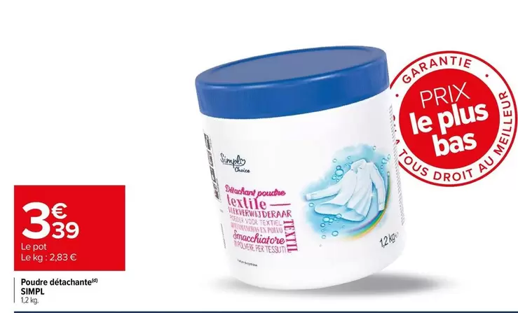 Simpl - Poudre Détachante offre à 3,39€ sur Carrefour Express