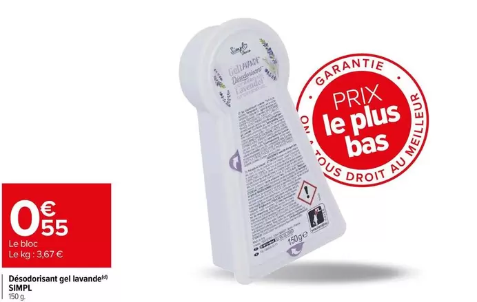 Simpl - Désodorisant Gel Lavandé offre à 0,55€ sur Carrefour Express