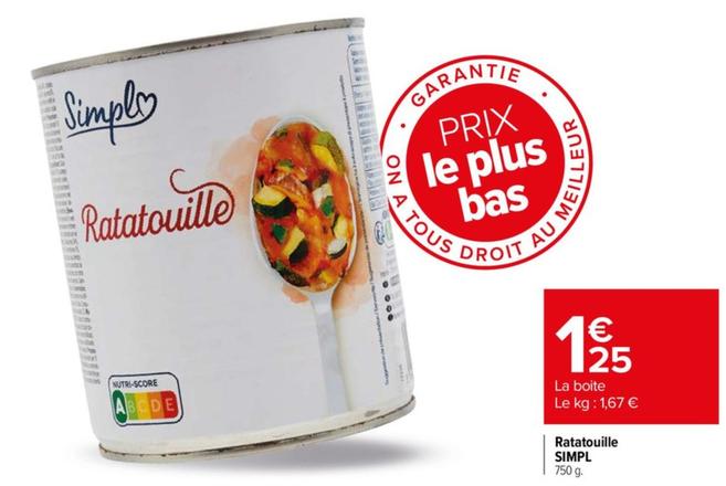 Simpl - Ratatouille offre à 1,25€ sur Carrefour City