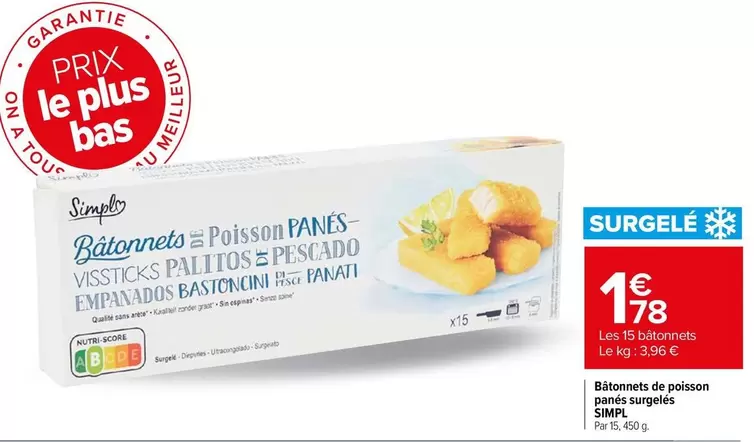 Simpl - Bâtonnets De Poisson Panés Surgelés offre à 1,78€ sur Carrefour City