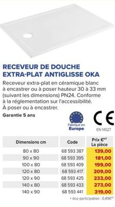  Receveur De Douche Extra Plat Antiglisse Oka offre à 139€ sur Prolians