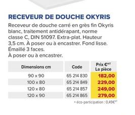 Receveur De Douche Okyris offre à 182€ sur Prolians