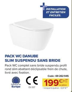 Pack Wc Danube Slim Suspendu Sans Bride offre à 199€ sur Prolians