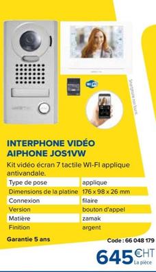 Interphone Vidéo Aiphone JOS1VW offre à 645€ sur Prolians