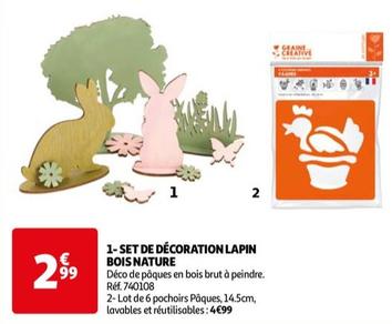 Set De Décoration Lapin Bois Nature offre à 2,99€ sur Auchan Hypermarché