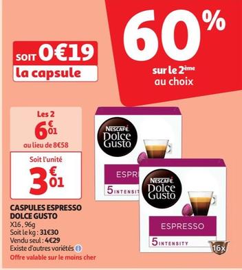 Nescafé - Caspules Espresso Dolce Gusto offre à 4,29€ sur Auchan Hypermarché