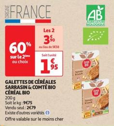 Céréal Bio - Galettes De Céréales Sarrasin & Comté Bio offre à 1,95€ sur Auchan Hypermarché