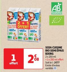 Bjorg - Soja Cuisine Bio Semi Épais offre à 2,08€ sur Auchan Hypermarché