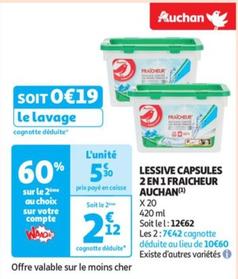 Auchan - Lessive Capsules 2 En 1 Fraicheur offre à 5,3€ sur Auchan Hypermarché
