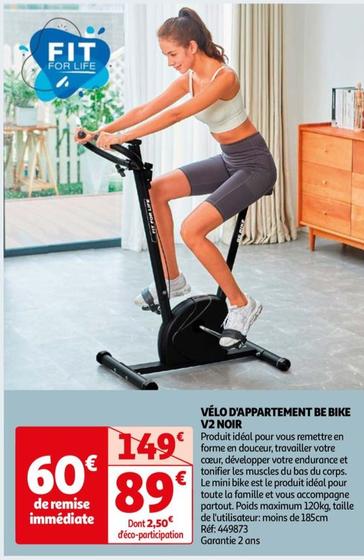 Fit For Life - Vélo D'Appartement Be Bike V2 Noir offre à 89€ sur Auchan Hypermarché