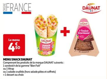 Daunat -  Menu Snack offre à 4,5€ sur Auchan Hypermarché
