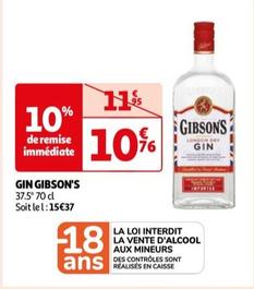 Gibson's - Gin offre à 10,76€ sur Auchan Hypermarché