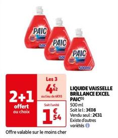 Paic - Liquide Vaisselle Brillance Excel  offre à 2,31€ sur Auchan Hypermarché