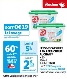 Auchan - Lessive Capsules 2 en 1 Fraicheur  offre à 5,3€ sur Auchan Hypermarché