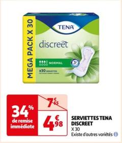 Tena - Serviettes Discreet offre à 4,98€ sur Auchan Hypermarché