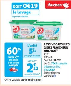 Auchan - Lessive Capsules 2 En 1 Fraicheur offre à 5,3€ sur Auchan Supermarché
