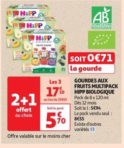 Hipp - Gourdes Aux Fruits Multipack 170 Hipp Biologique offre à 8,55€ sur Auchan Supermarché