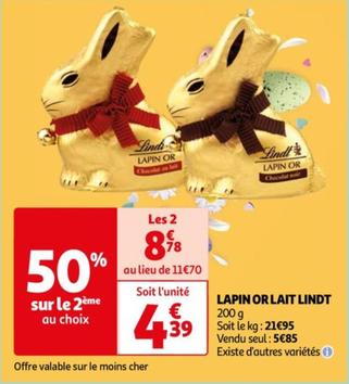 Lindt - Lapin Or Lait offre à 5,85€ sur Auchan Supermarché