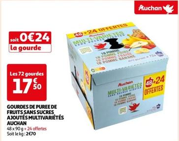 Auchan - Gourdes De Puree De Fruits Sans Sucres Ajoutés Multivariétés  offre à 17,5€ sur Auchan Supermarché
