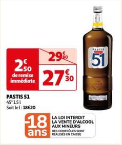 Pastis 51 - 45°15 L offre à 27,3€ sur Auchan Supermarché