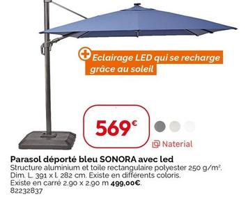 Naterial Parasol Déporté Bleu Sonora Avec Led offre à 569€ sur Weldom