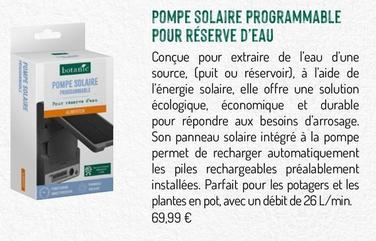 Botanic - Pompe Solaire Programmable Pour Réserve D'Eau offre à 69,99€ sur Botanic
