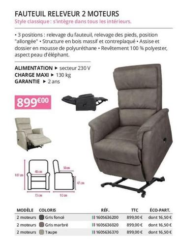 Fauteuil Releveur 2 Moteurs offre à 899€ sur Distri Club Médical