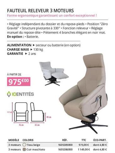 Fauteuil Releveur 3 Moteurs offre à 975€ sur Distri Club Médical