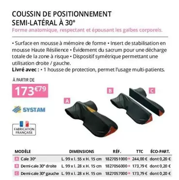 Coussin De Positionnement Semi-laterral À 30° offre à 173,79€ sur Distri Club Médical