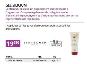 Biotecmer - Gel Silicium offre à 19,5€ sur Distri Club Médical