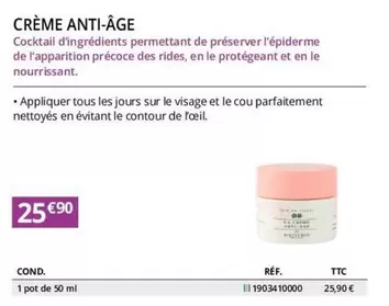 Crème Anti-Age offre à 25,9€ sur Distri Club Médical