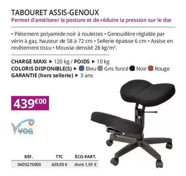 Tabouret Assis-Genoux offre à 439€ sur Distri Club Médical