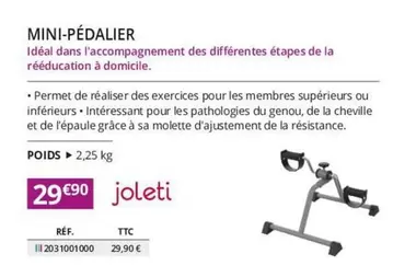 Mini-Pédalier offre à 29,9€ sur Distri Club Médical