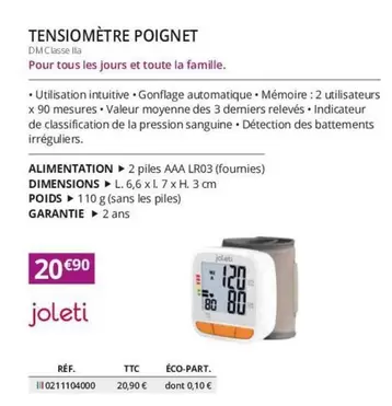 Tensiometre Poignet offre à 20,9€ sur Distri Club Médical