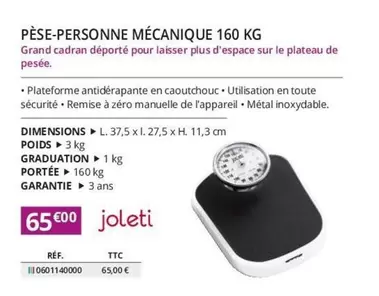 Pèse-Personne Mécanique 160 Kg offre à 65€ sur Distri Club Médical