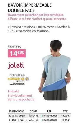 Bavoir Imperméable Double Face offre à 14,9€ sur Distri Club Médical