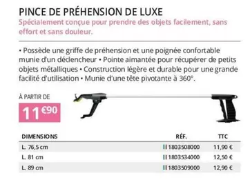 Pince De Préhension De Luxe offre à 11,9€ sur Distri Club Médical