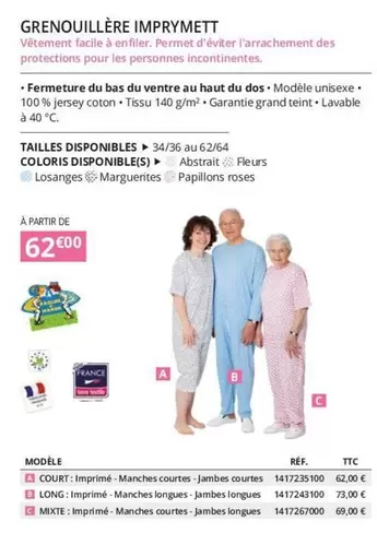 Grenouillère Imprymaett offre à 62€ sur Distri Club Médical
