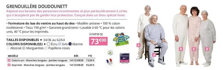 Grenouillère Doudounett offre à 73€ sur Distri Club Médical