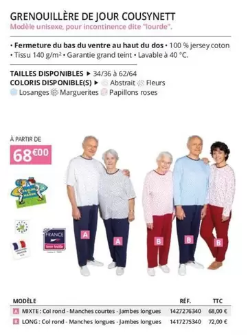 Grenouillère De Jour Cousynett offre à 68€ sur Distri Club Médical