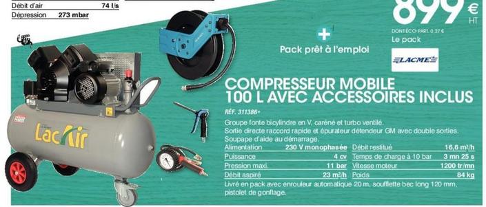 Compresseur Mobile Avec Accessoires Inclus offre à 899€ sur Master Pro