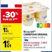 Riz au lait offre sur Carrefour